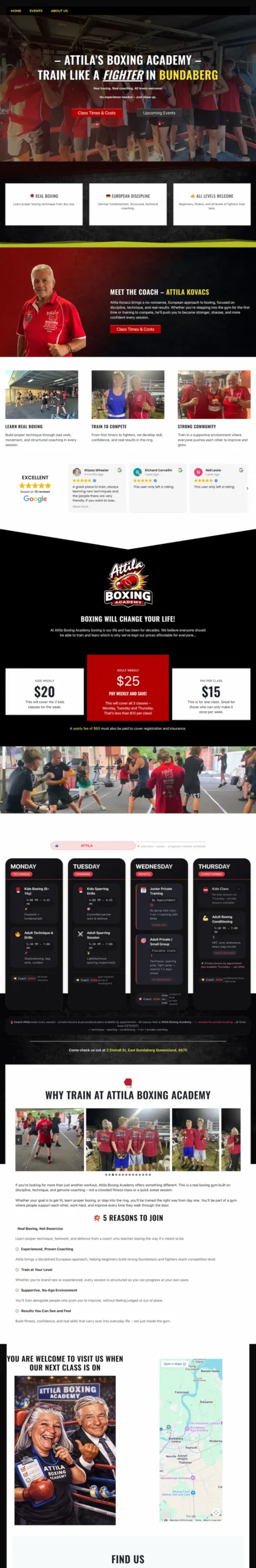 Attila Boxing Academy website preview