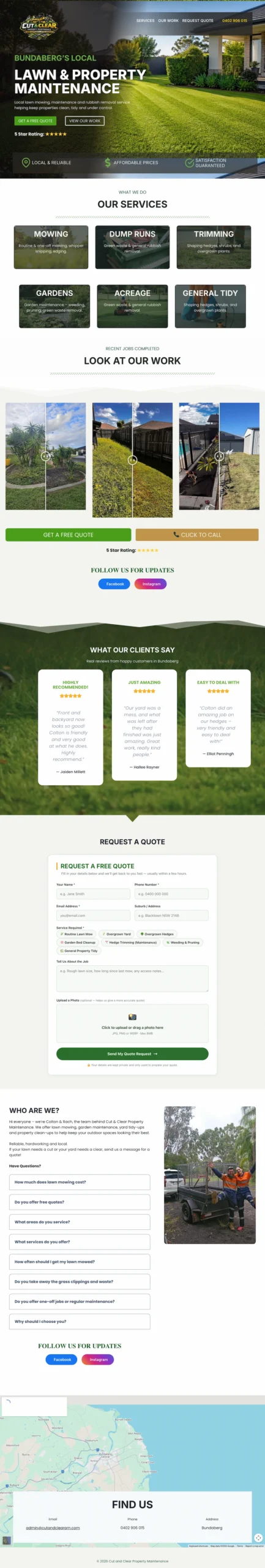 Cut and Clear PM website preview