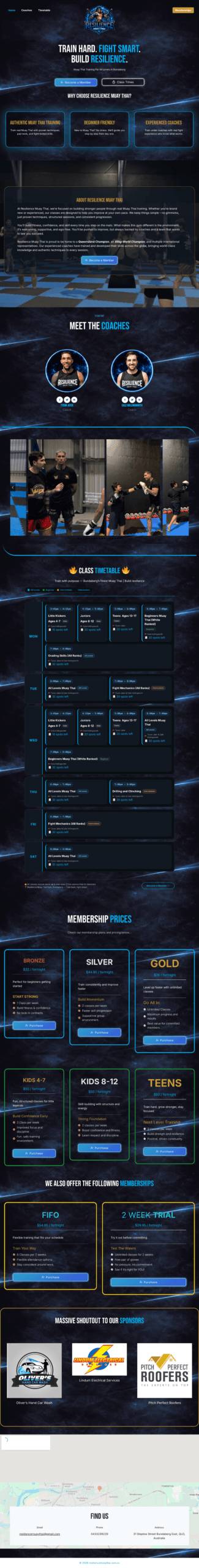 Resilience Muay Thai website preview