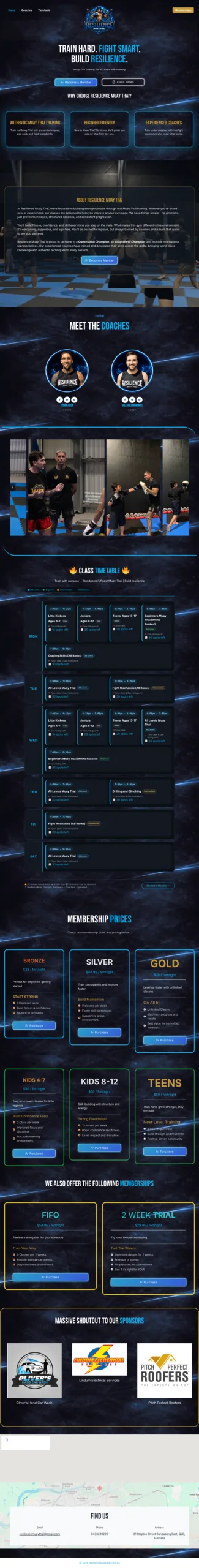 Resilience Muay Thai website preview