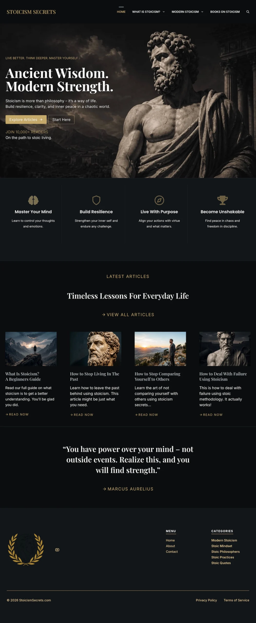 Stoicism Secrets website preview